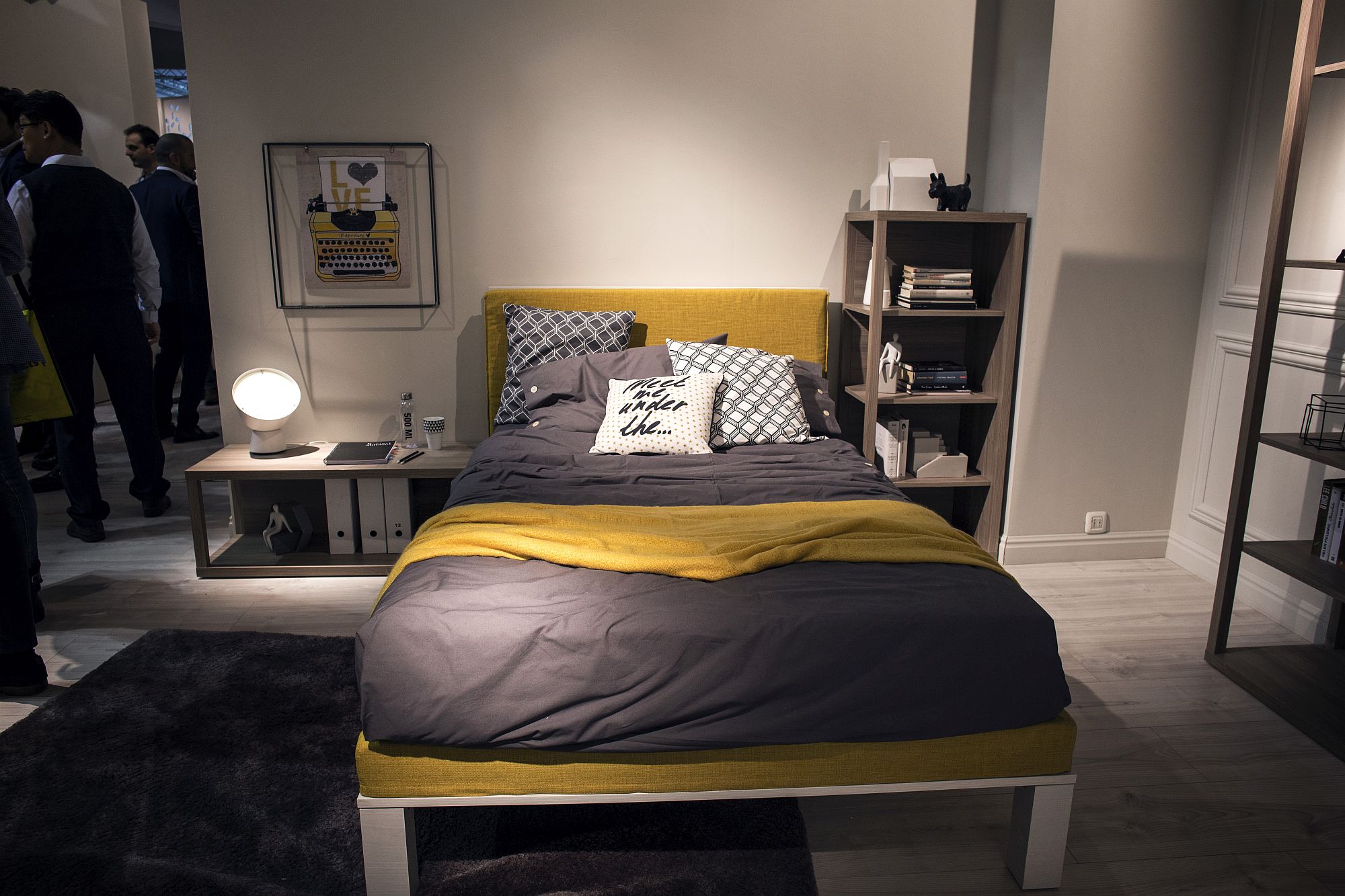 Nightstands turned into shelving space in the bedroom