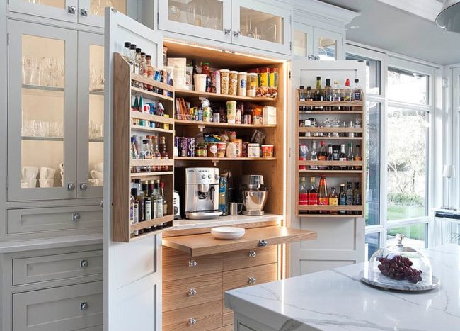 pantry idea with small kitchen wall