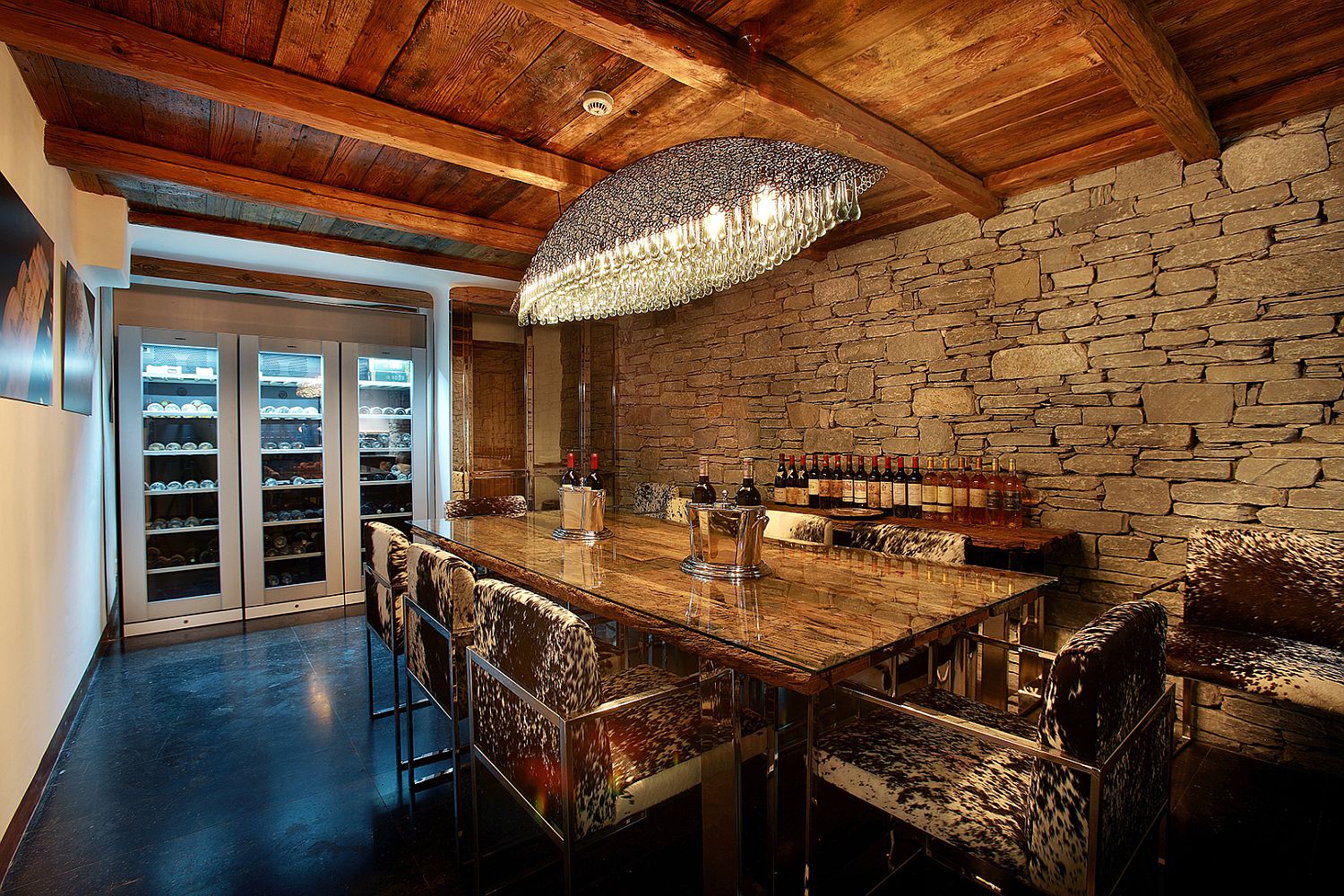 Stone walls of the wine tasting area