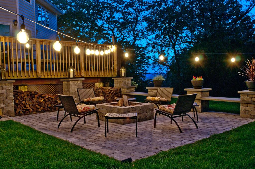 String-lights-illuminating-the-fire-pit