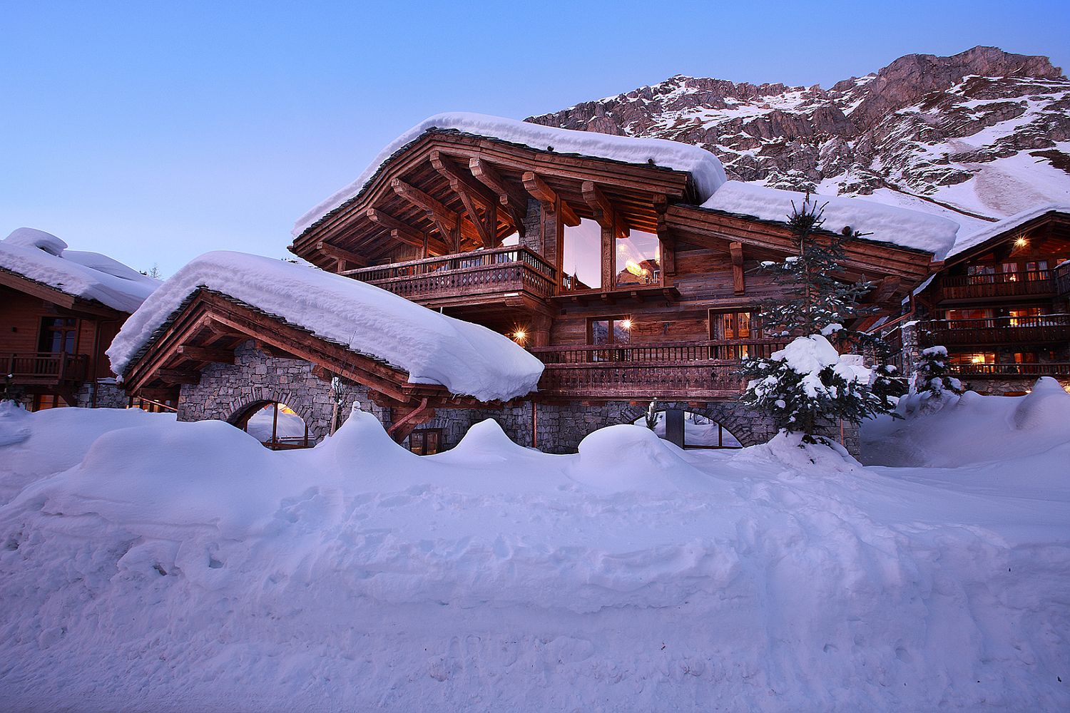 View of Snow-covered landscape around Marco Polo in Val d’Isère