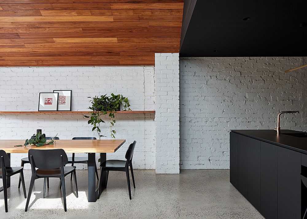 White, exposed brick wall for the modern extension