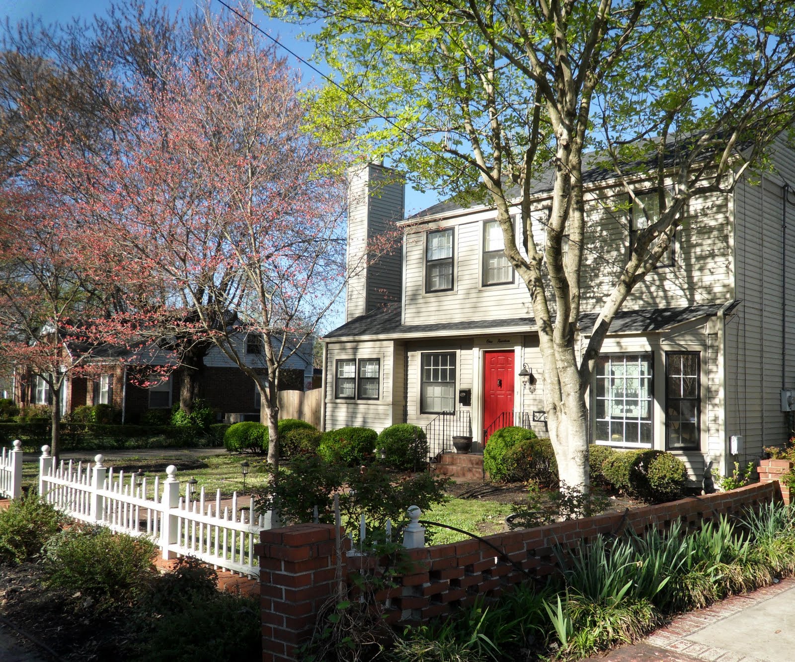 White picket fence at an old-fashioned house