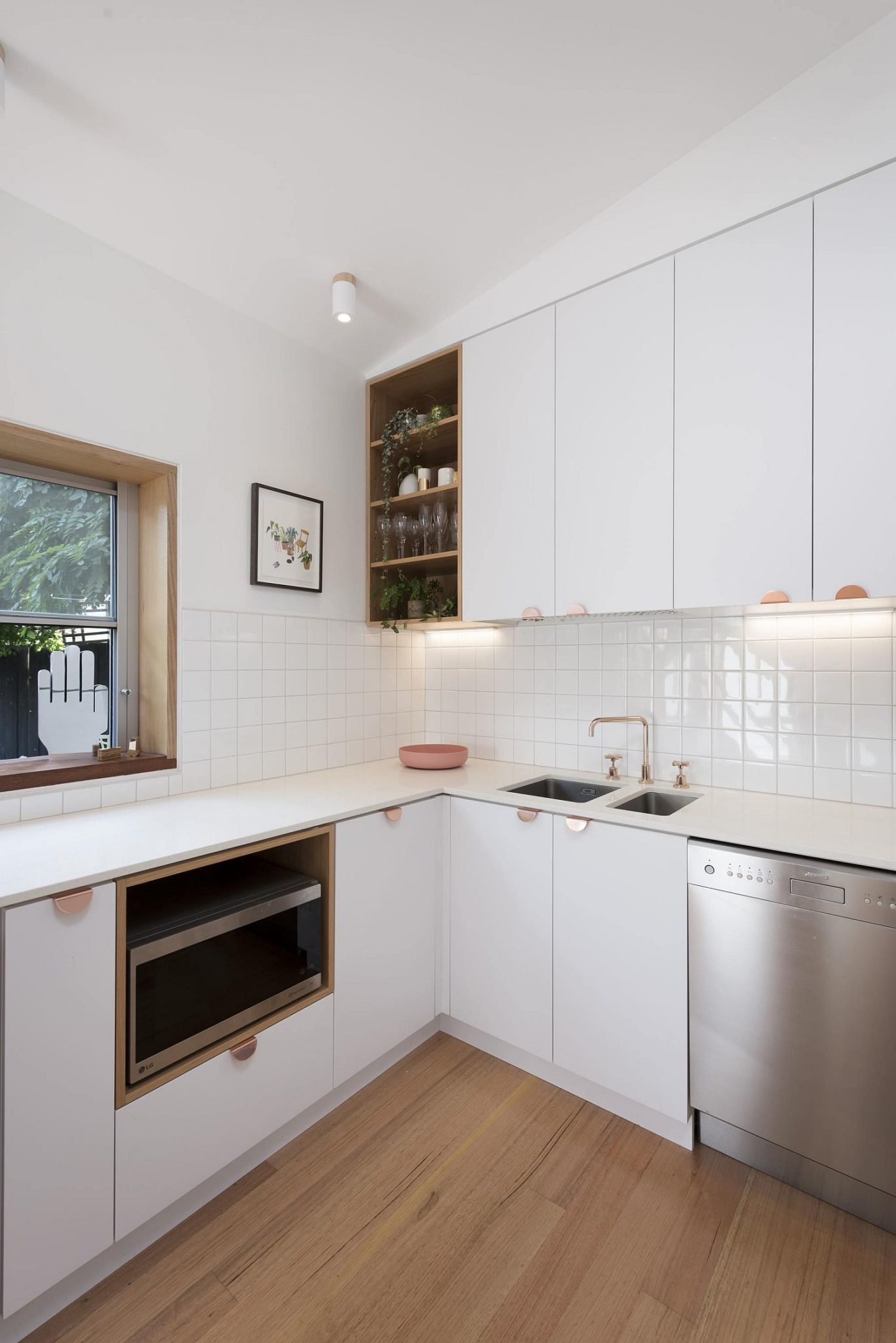 Windows bring light into the fabulous kitchen