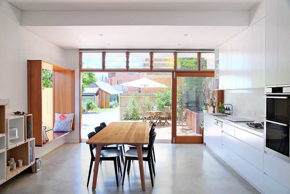 Woodsy window seat has become a more common addition in the modern, open plan kitchen