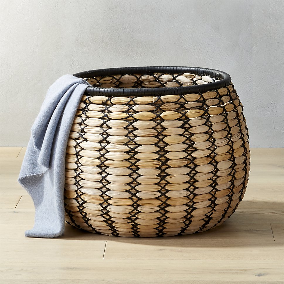 Woven basket with black detailing