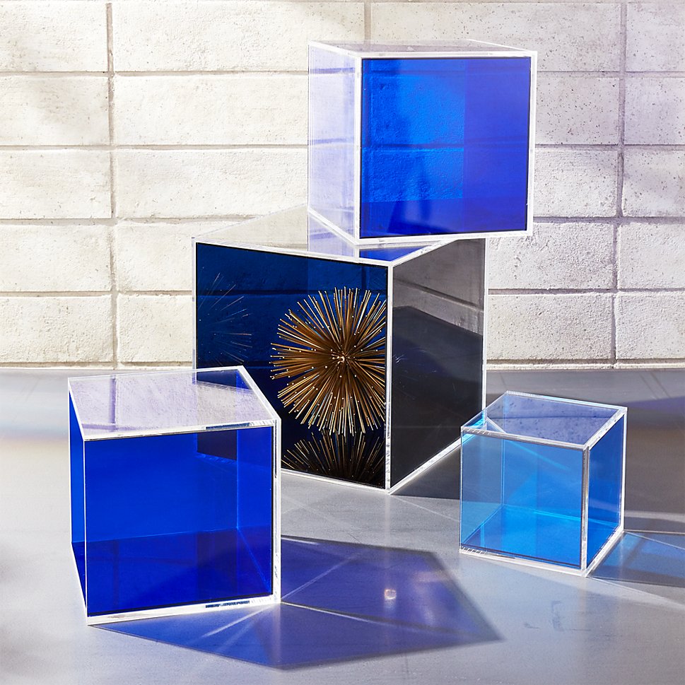 Acrylic blue storage boxes