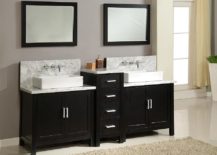 Black-bathroom-vanity-with-marble-top-and-twin-rectangular-sinks-217x155