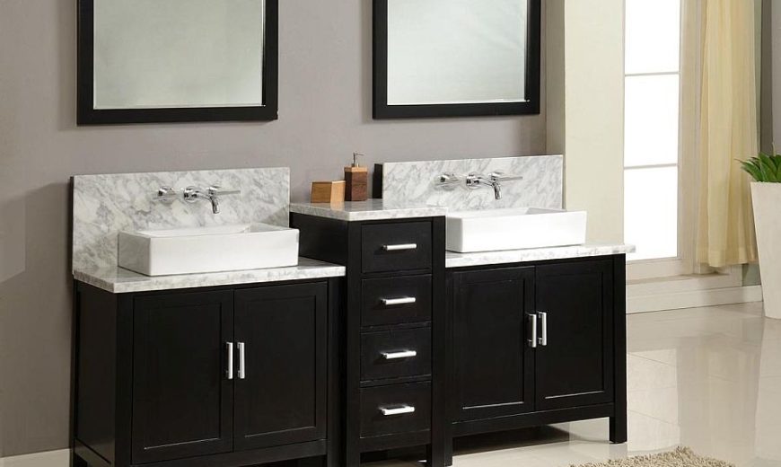 20 Gorgeous Black Vanity Ideas For A Stylishly Unique Bathroom - White Bathroom Vanity With Black Granite Top