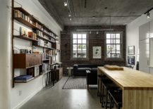 industrial style apartment with concrete ceiling