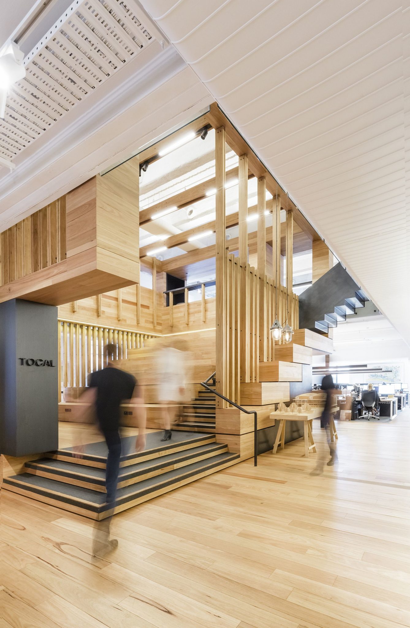 Central box-style events space inside the contemporary office in Melbourne