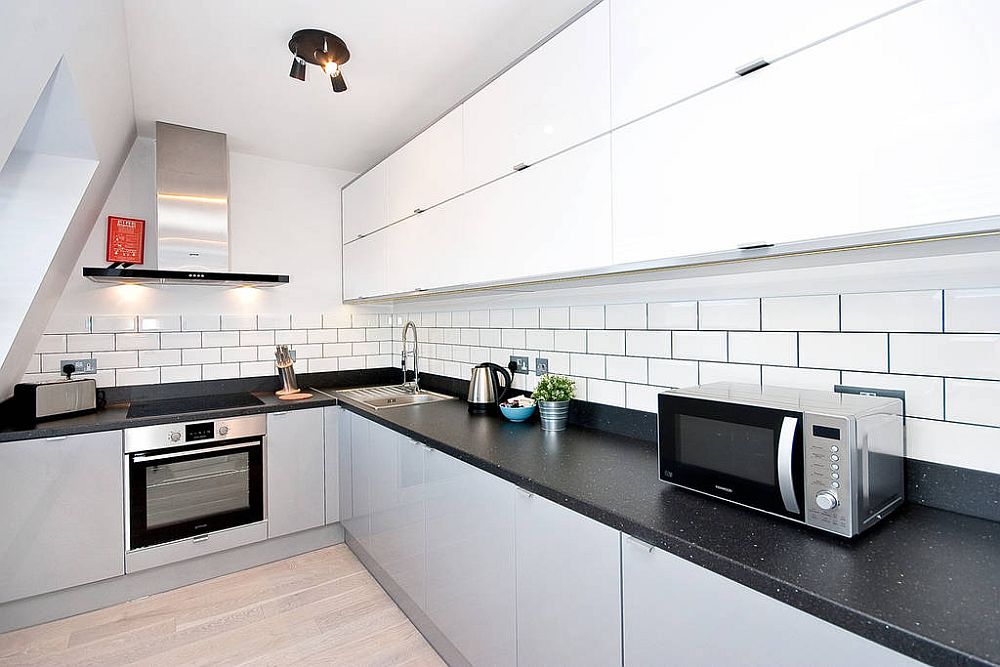 Corner, L-shaped kitchen is a modern space saver