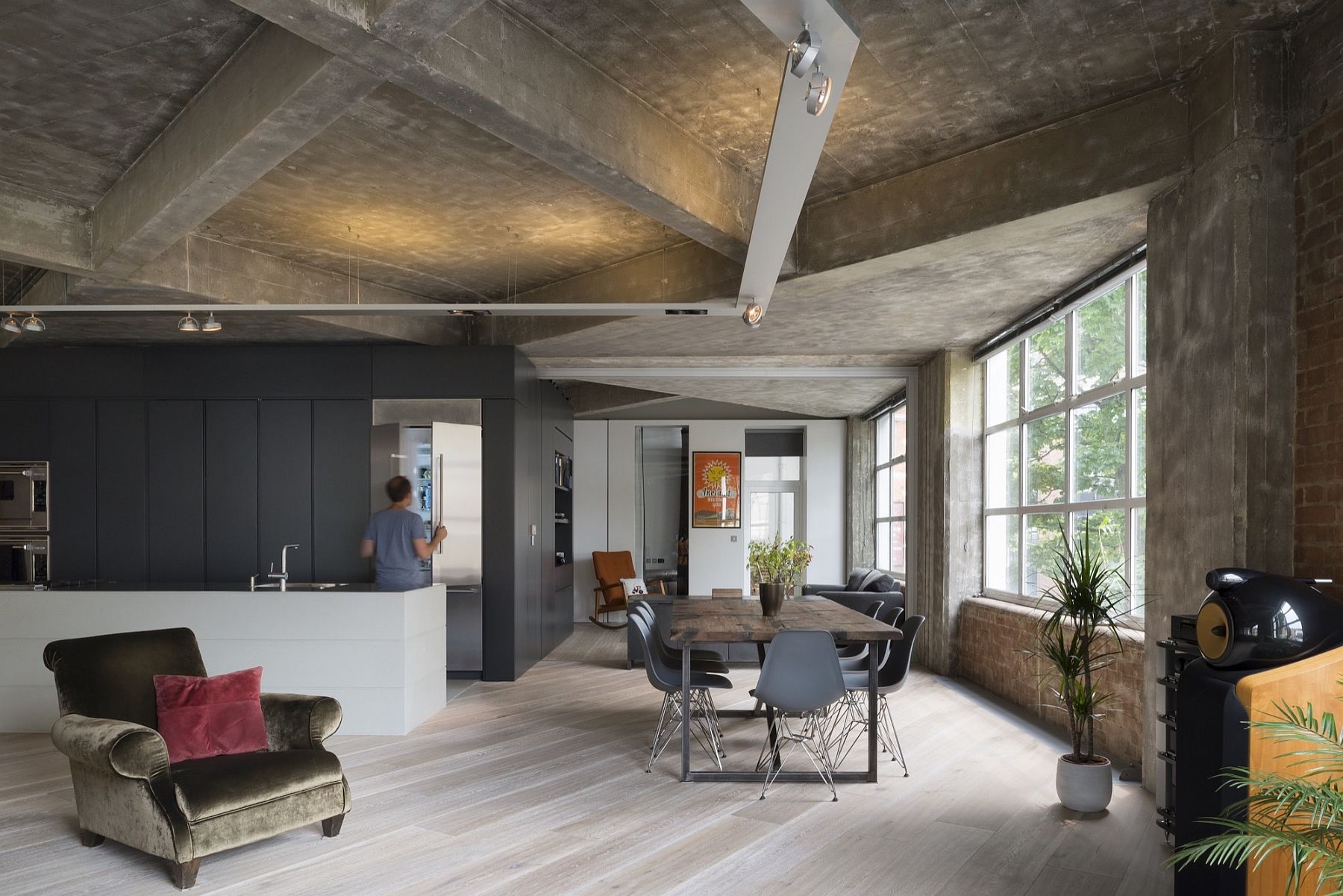 Dining area and living of the London loft