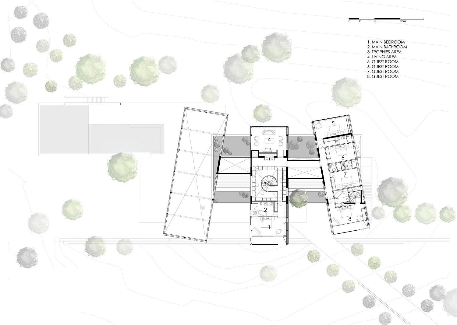 First floor plan of the holiday home on a ranch in Peru