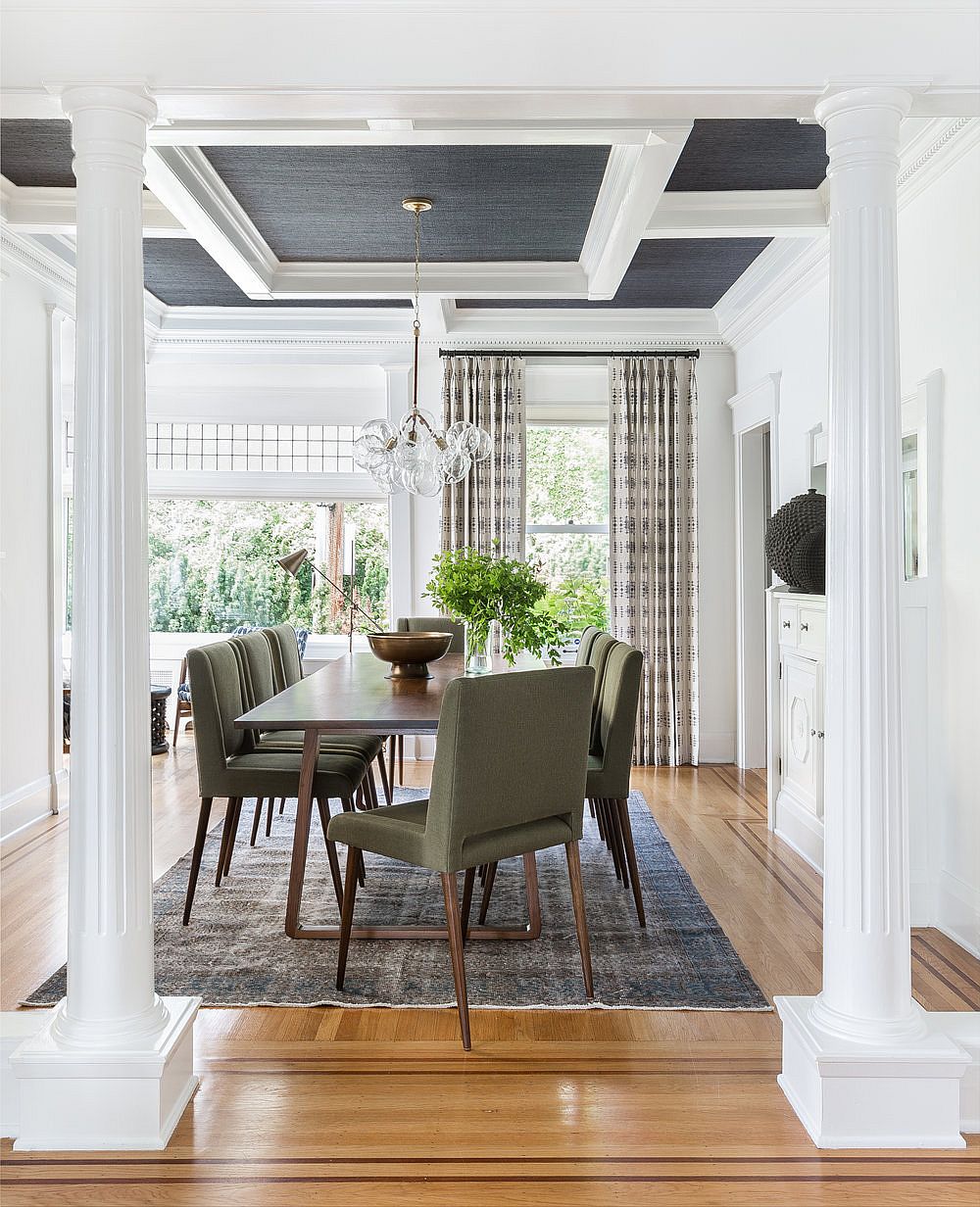 Formal dining room with lovely coffered ceiling