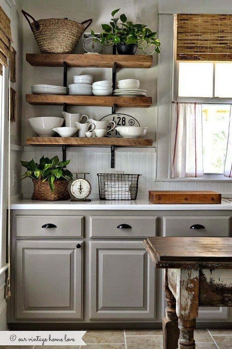 Rustic wood deals shelves for kitchen