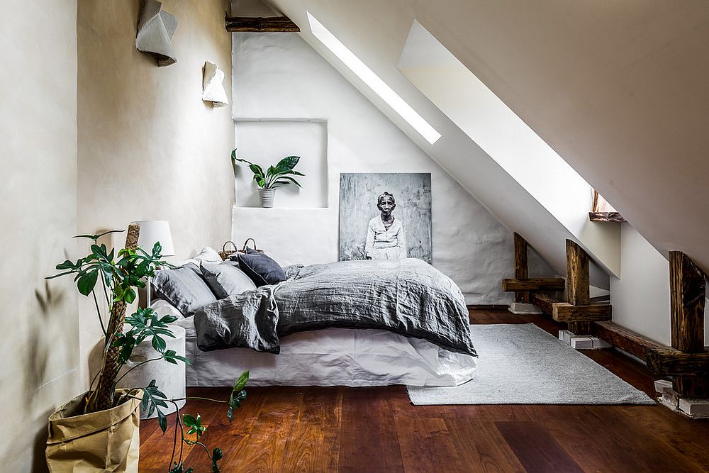 Gorgeous attic guest room with modern Mediterranean style