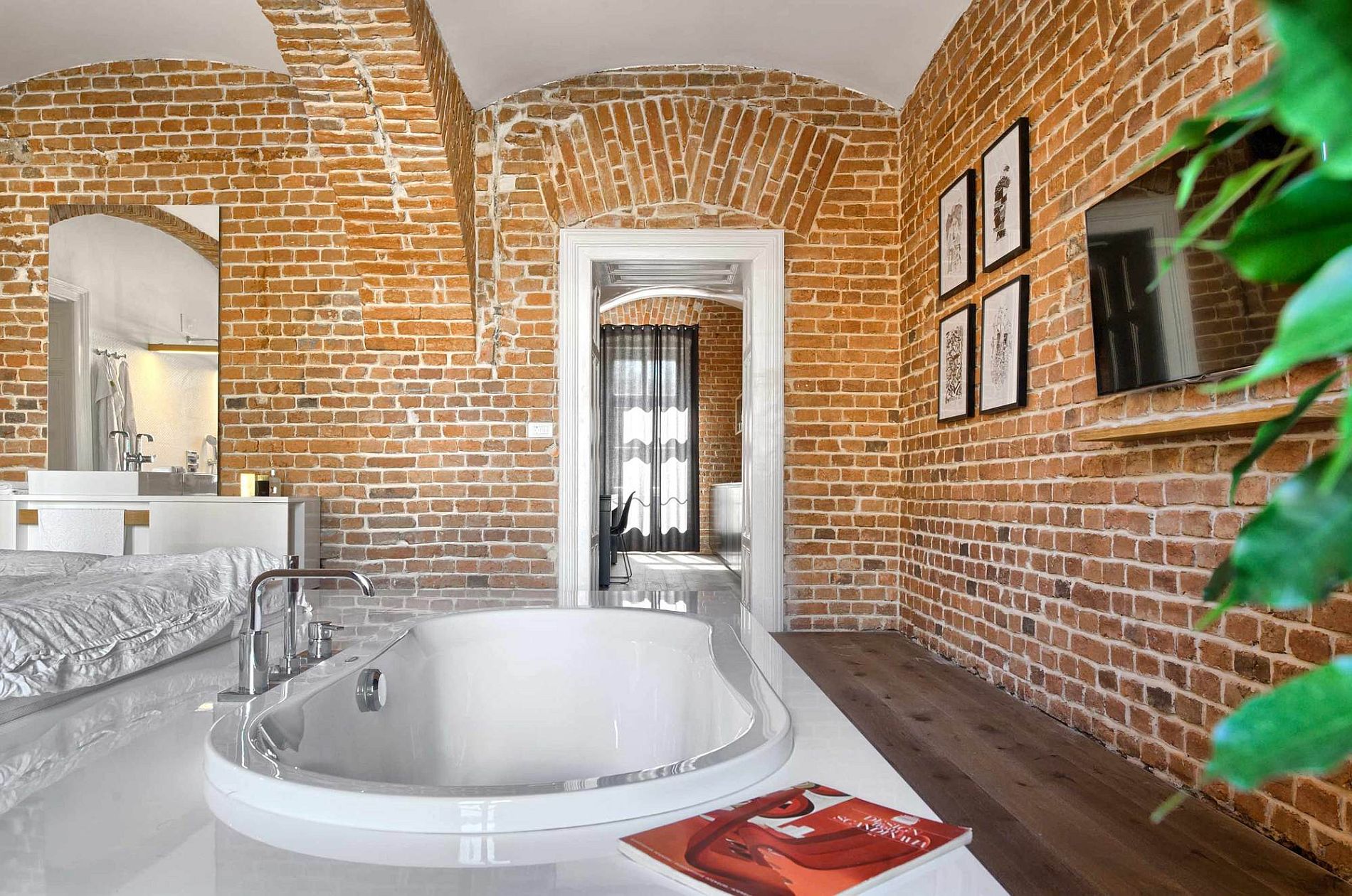 Gorgeous brick wall apartment designed for a footballer