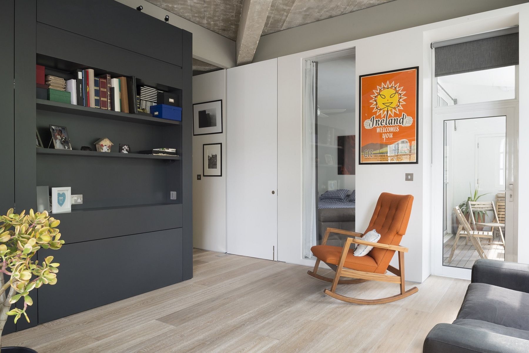 Gray and white modern joinery pieces for the London loft