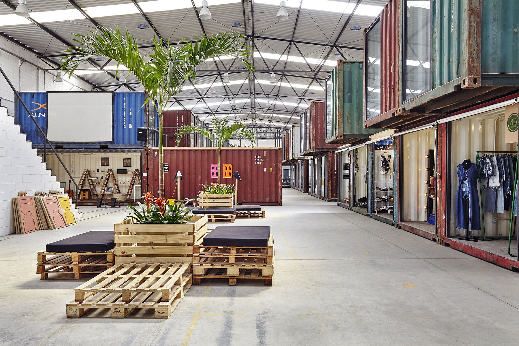 building office inside warehouse