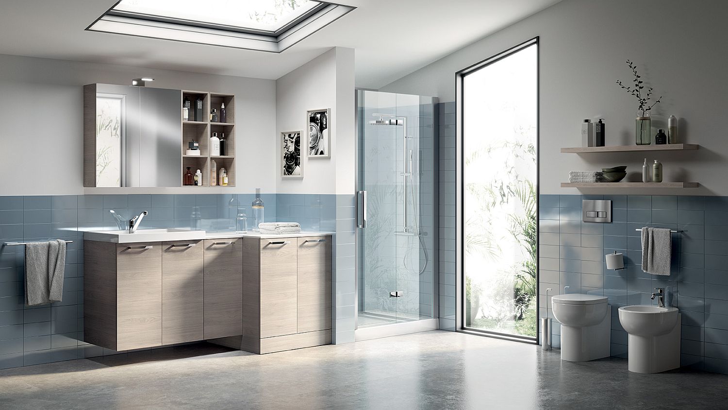 Laundry Space combines the bathroom with a contemporary laundry room