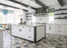 Light filled and spacious modern kitchen with hexagonal floor tile 217x155 Gorgeous Geo Flair: 10 Trendy Kitchens with Hexagonal Tiles