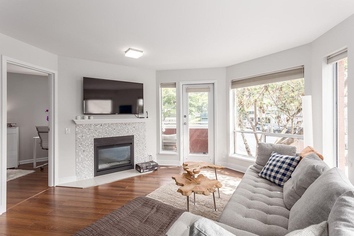 Living room of the stylish and renovated Vancouver home