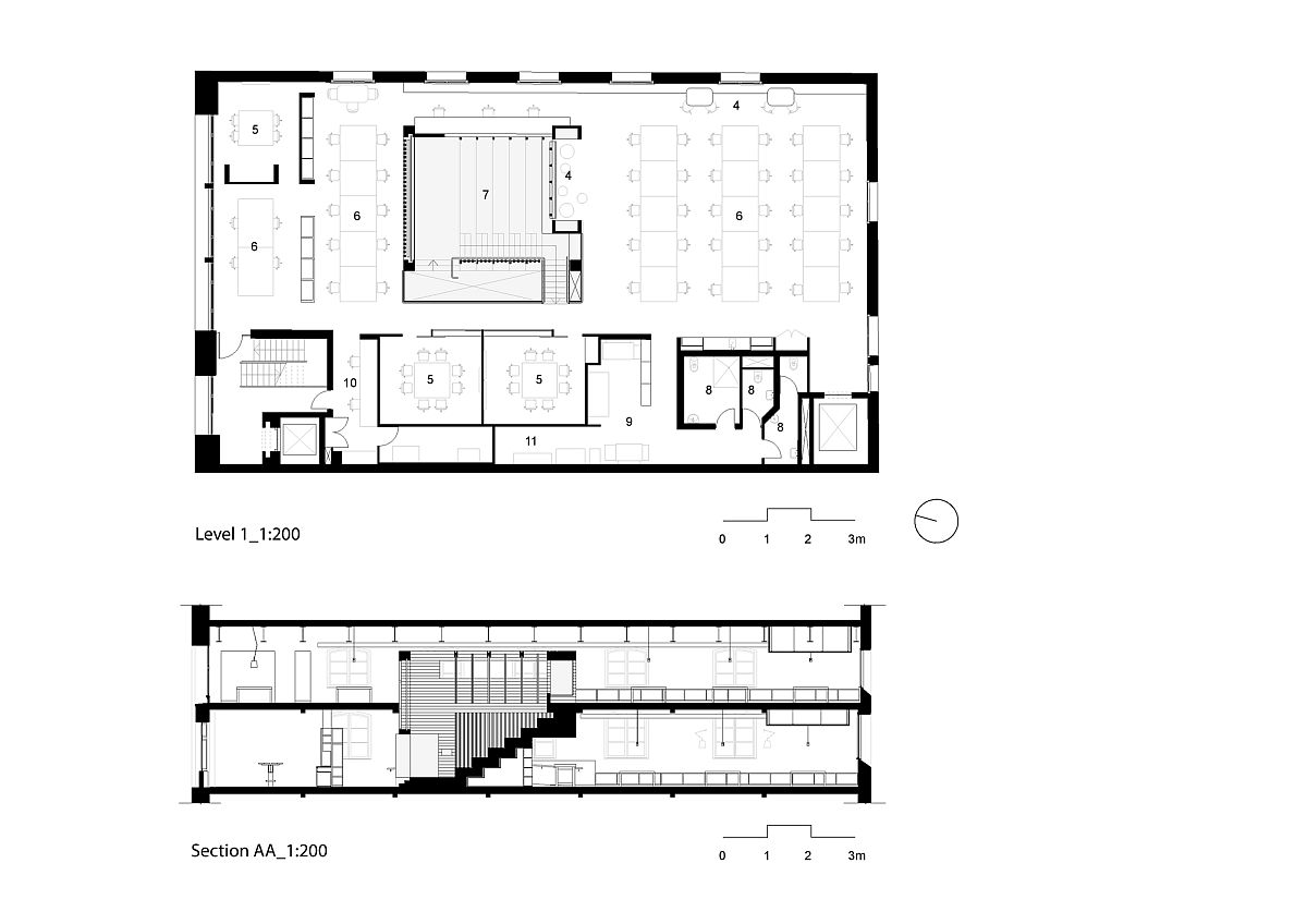 Look at the floor plans of both levels of Box Office in Melbourne