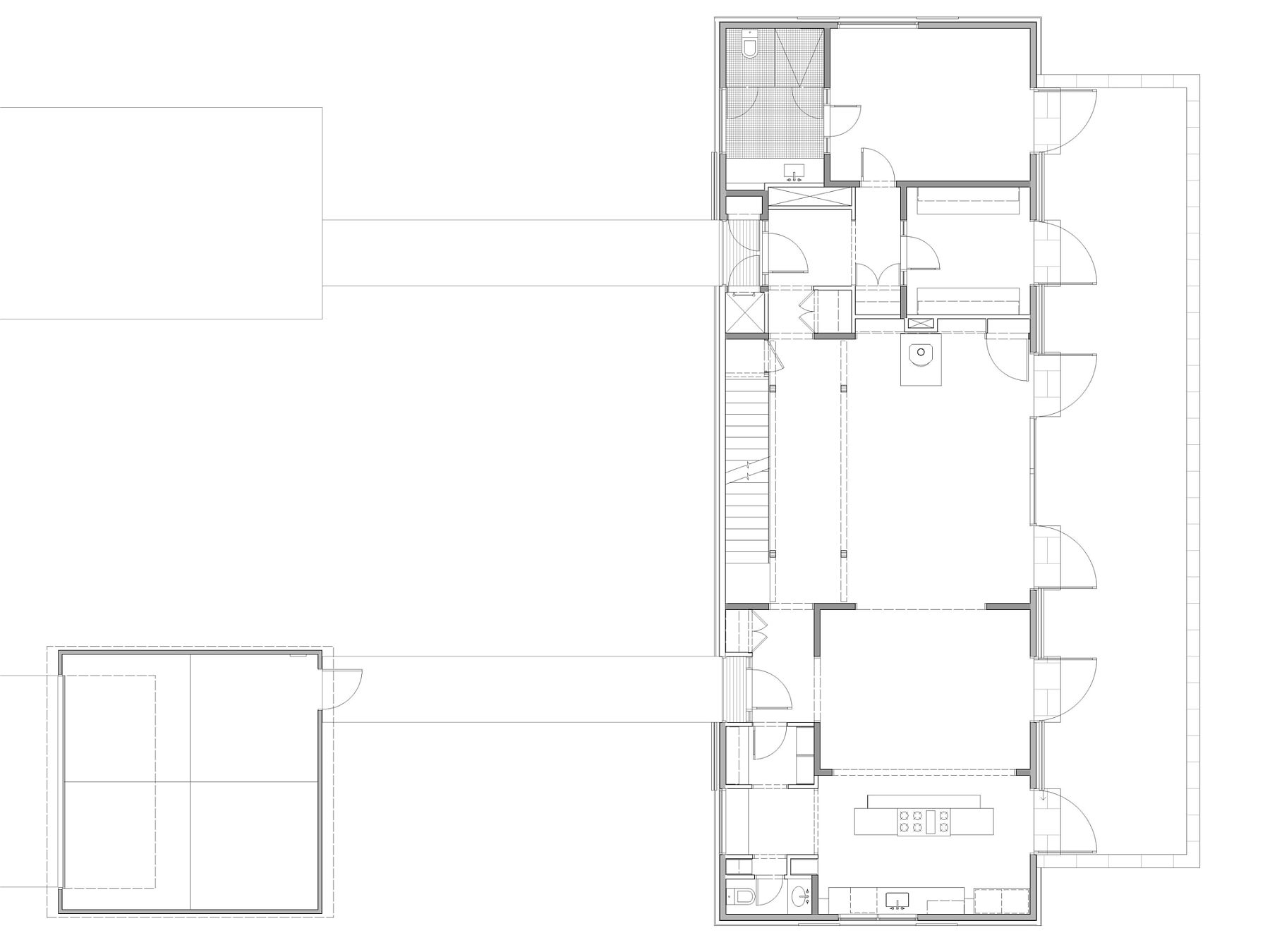 Lower level floor plan of the Pennsylvania Farmhouse