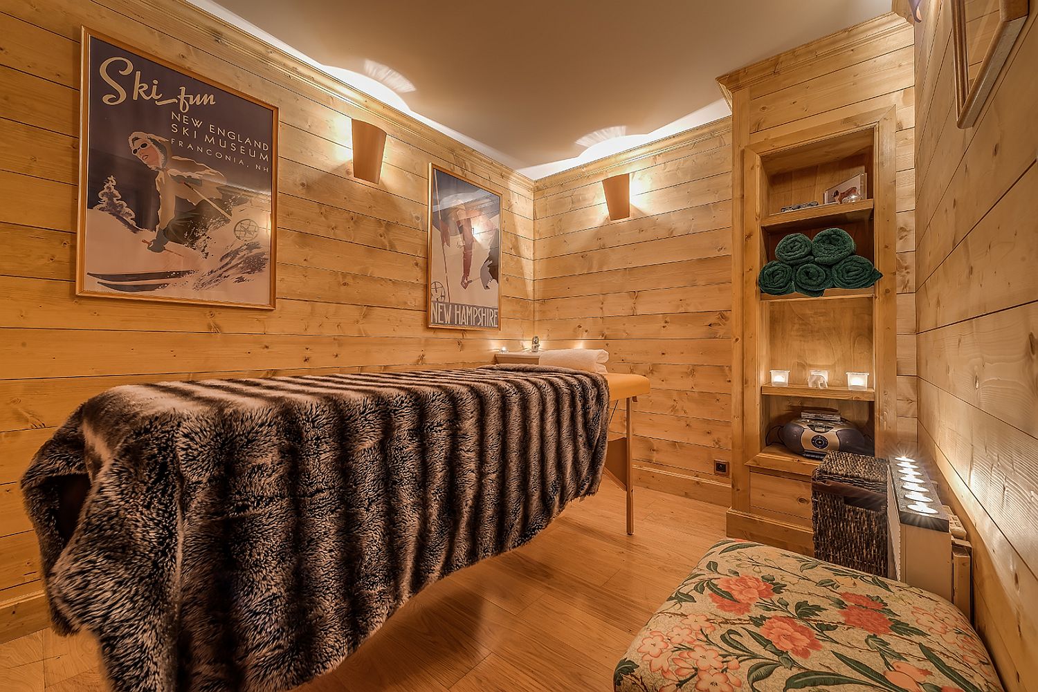 Massage room and spa at the luxury French chalet