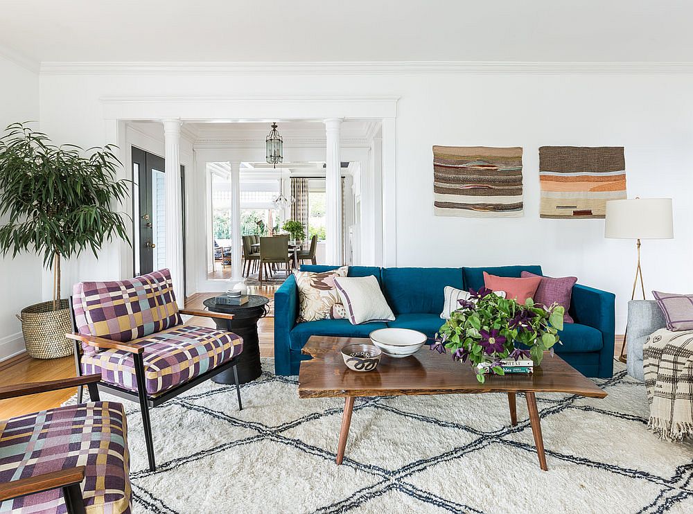 Midcentury modern living room of the Seattle home