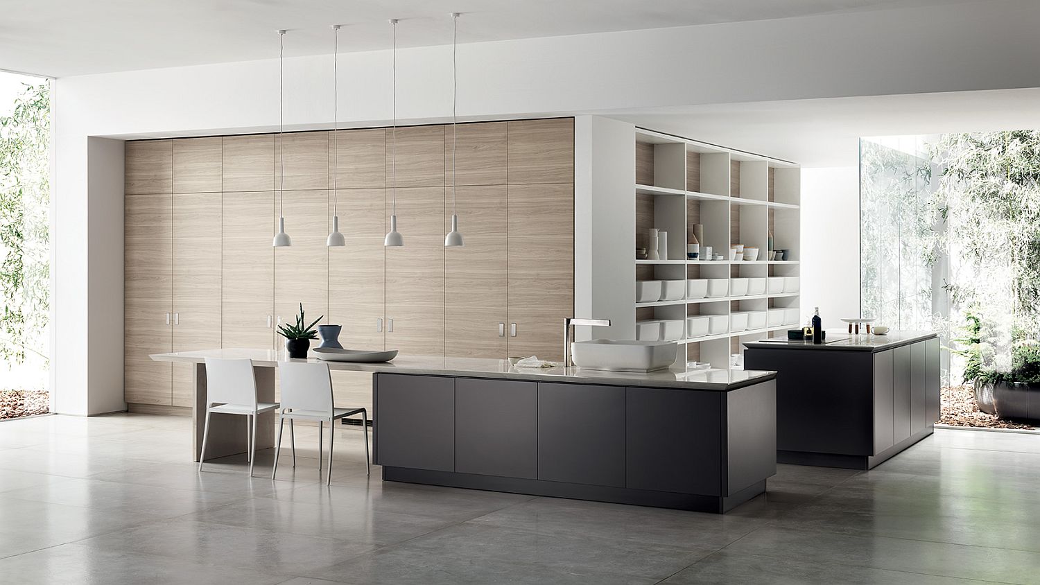 Minimal and contemporary Qi Kitchen from Scavolini