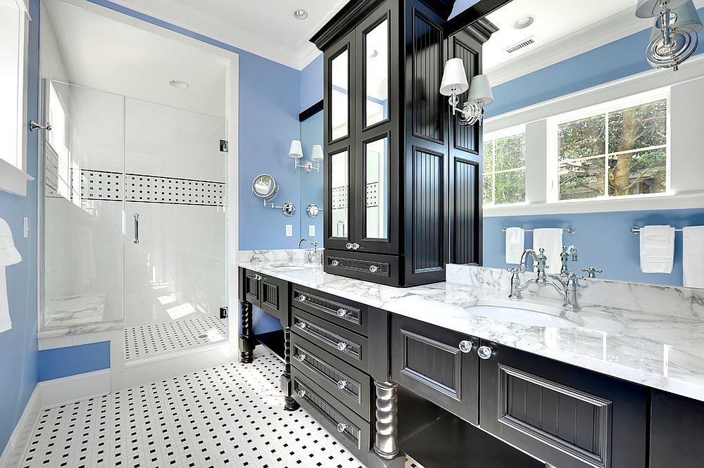 Modern-beach-style-bathroom-with-custom-dark-vanity
