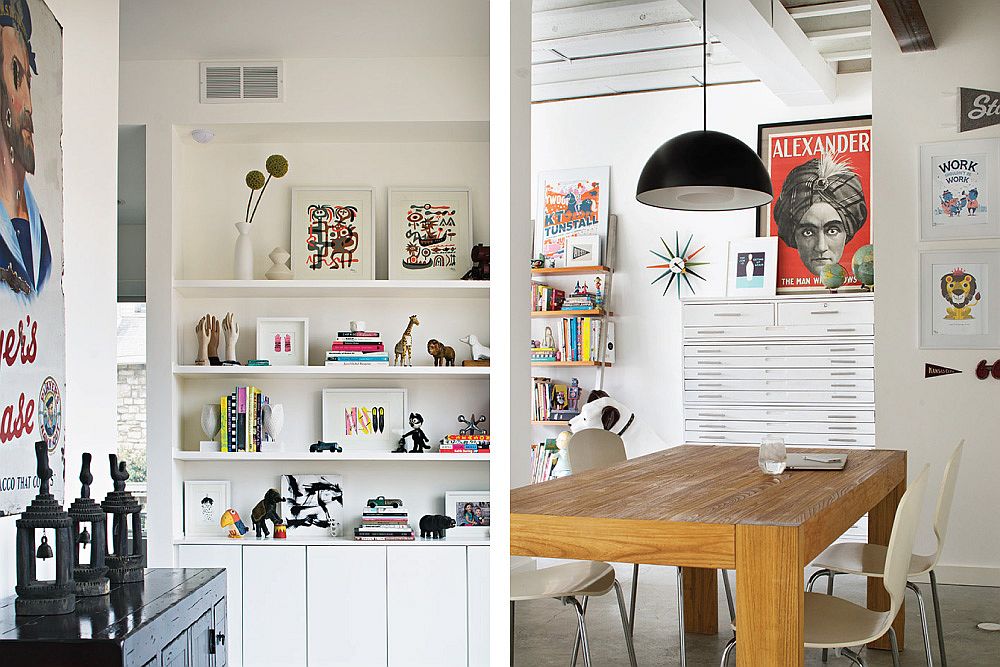 Modern home office in white with ample shelf space