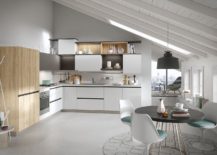 Modern-minimalist-kitchen-in-white-and-wood-with-small-dining-zone-217x155