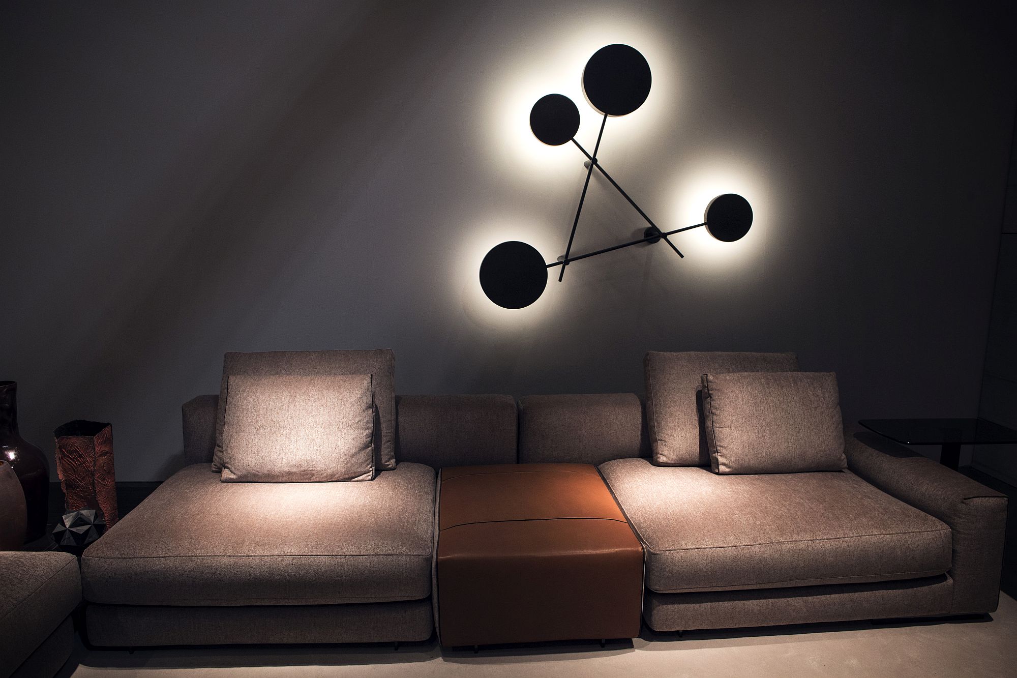 Modern modular sofa from Arketipo Firenze coupled with lovely lighting