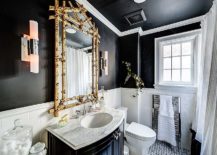 Modern-retro-bathroom-idea-in-black-and-white-with-pops-of-gold-217x155