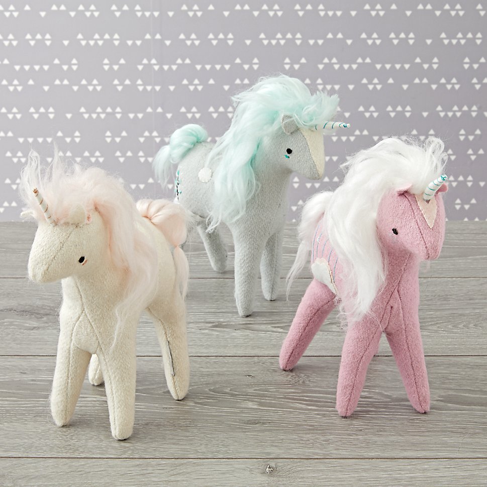 Plush unicorns from The Land of Nod