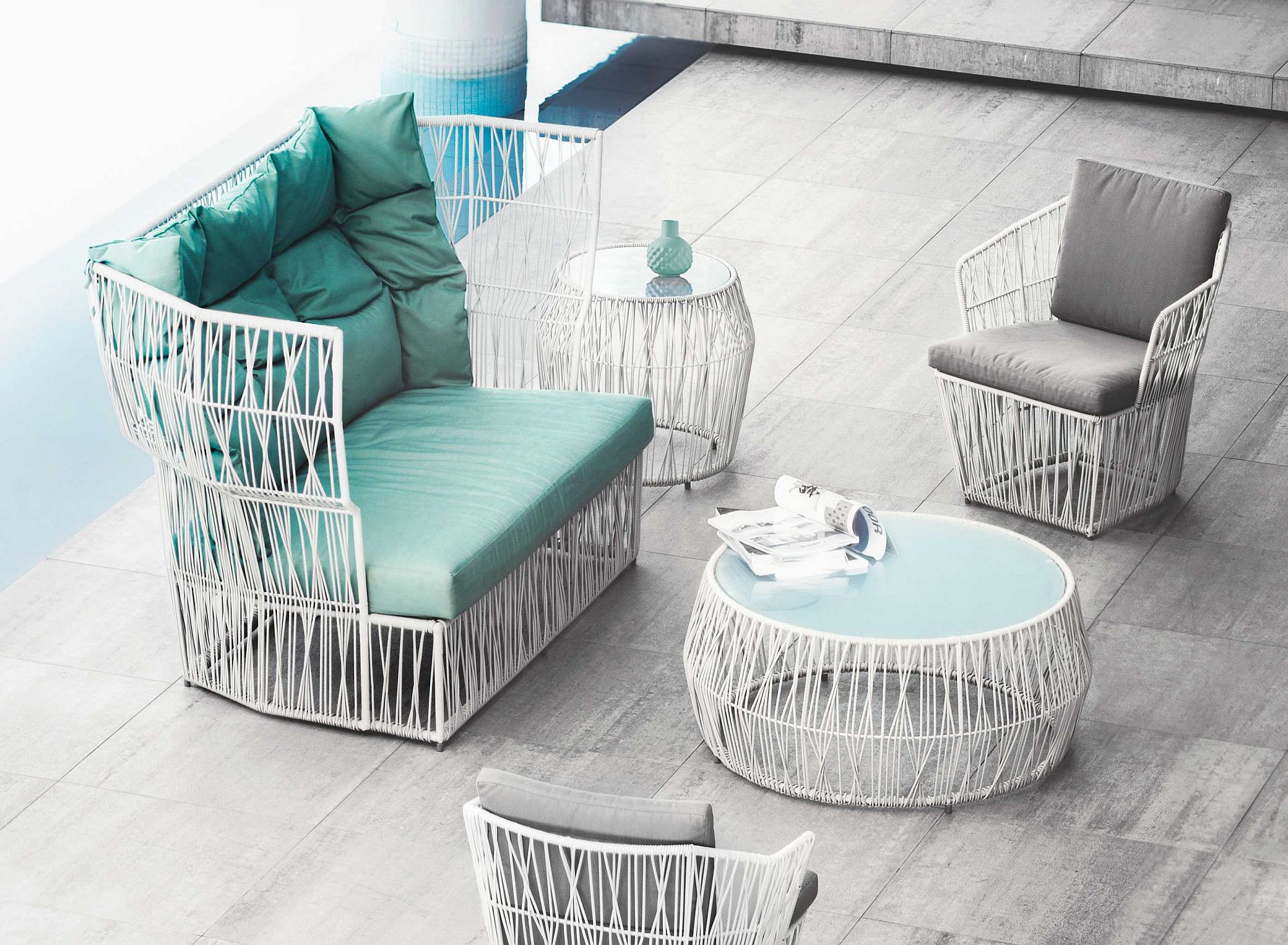 Polyethylene strands create the breezy and elegant Calyx Collection