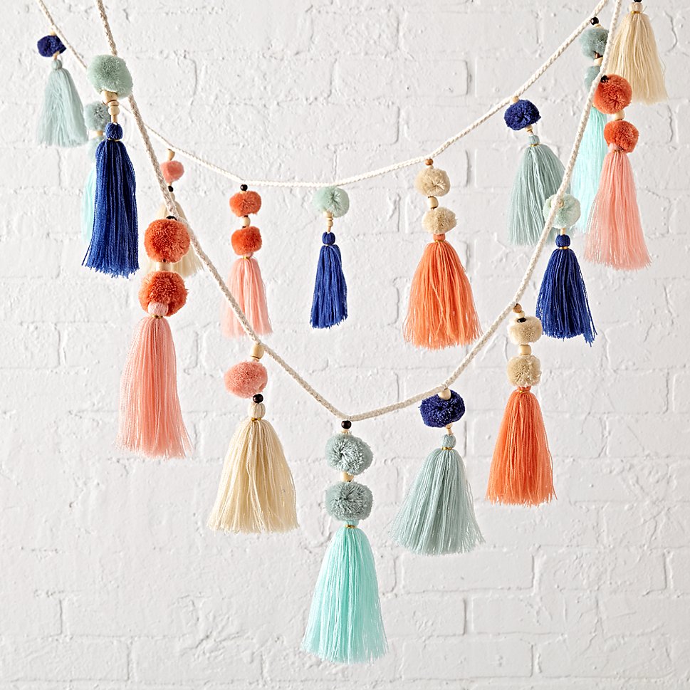 Pom pom and tassel garland