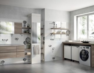 Inventive New Scavolini Composition Combines Bathroom with Laundry Space