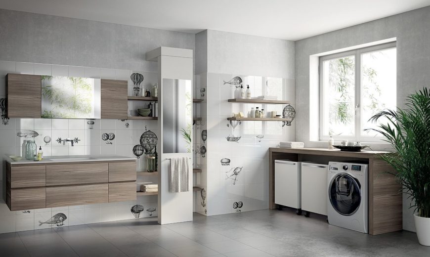 Inventive New Scavolini Composition Combines Bathroom with Laundry Space