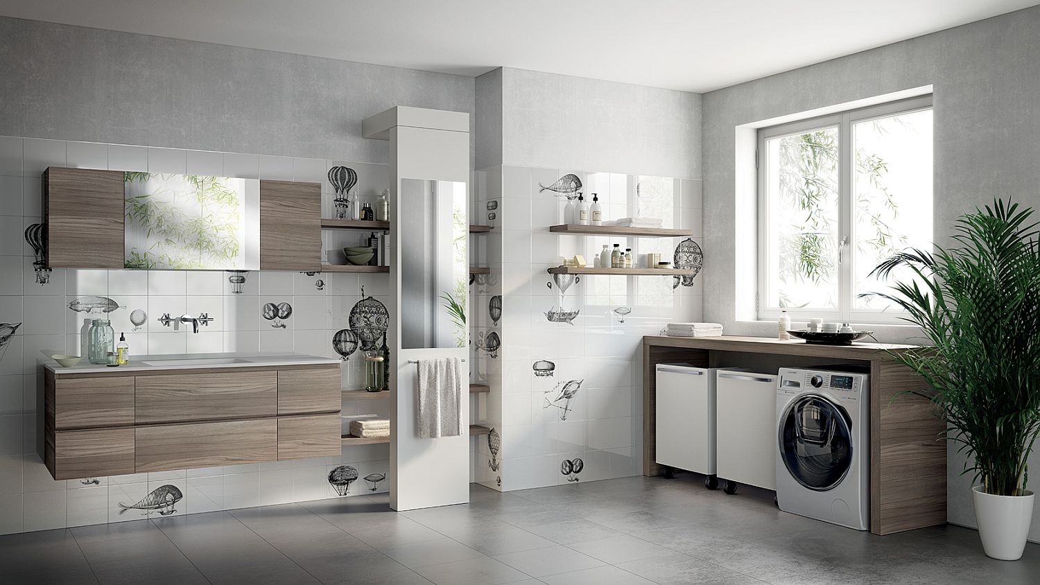 Inventive New Scavolini Composition Combines Bathroom With Laundry Space