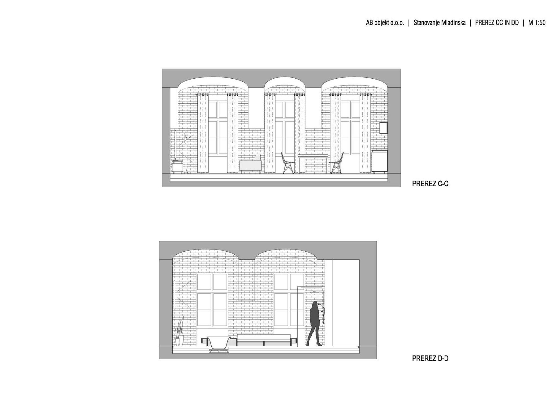 Sectional view of the Brick Apartment