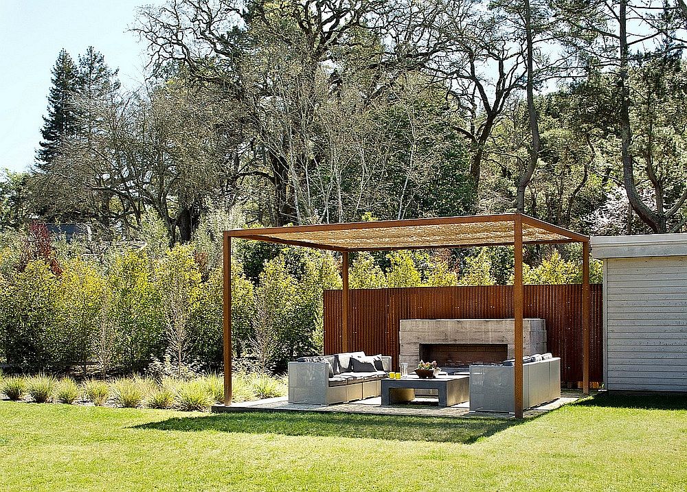 Shaded outdoor living area with a lovely pergola