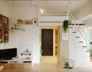 Space-Savvy Urban Apartment Designed for a Couple and their Cat!