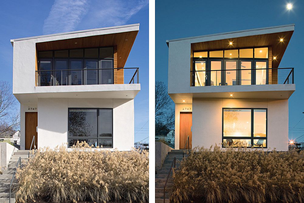 Street facade of the contemporary Carpenters Residence in Kansas City