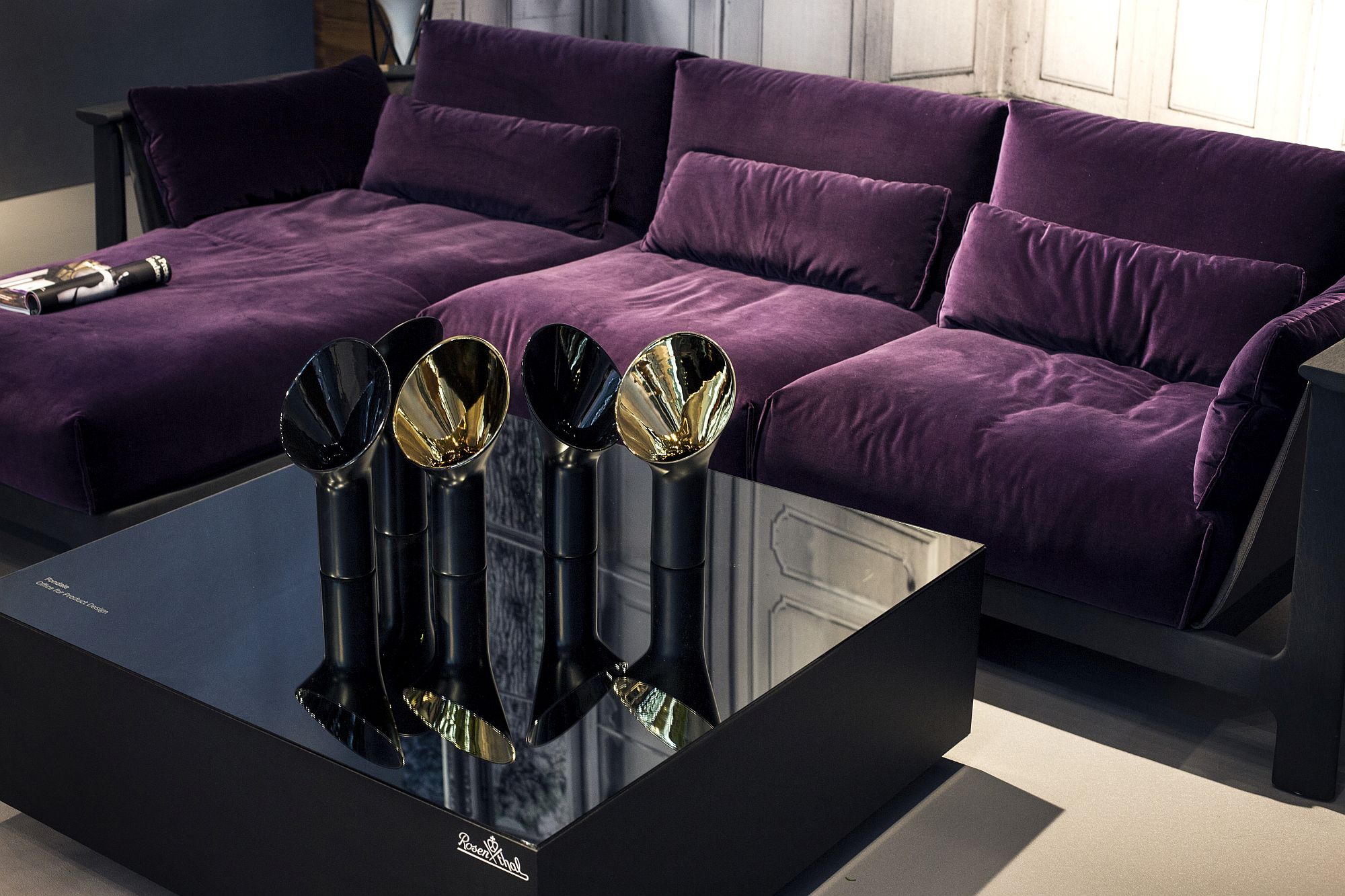 Stunning sectional in purple also offers modular ease