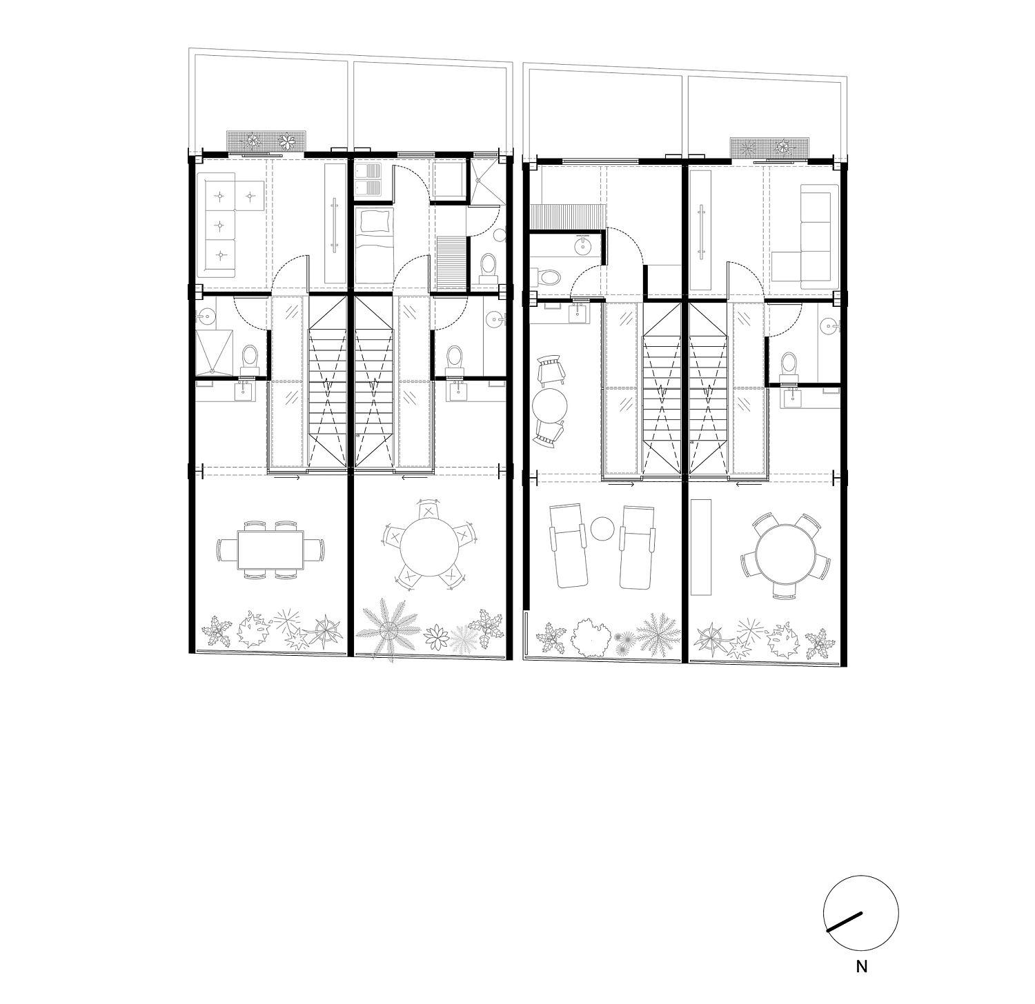 Top level plan with terrace and outdoor dining