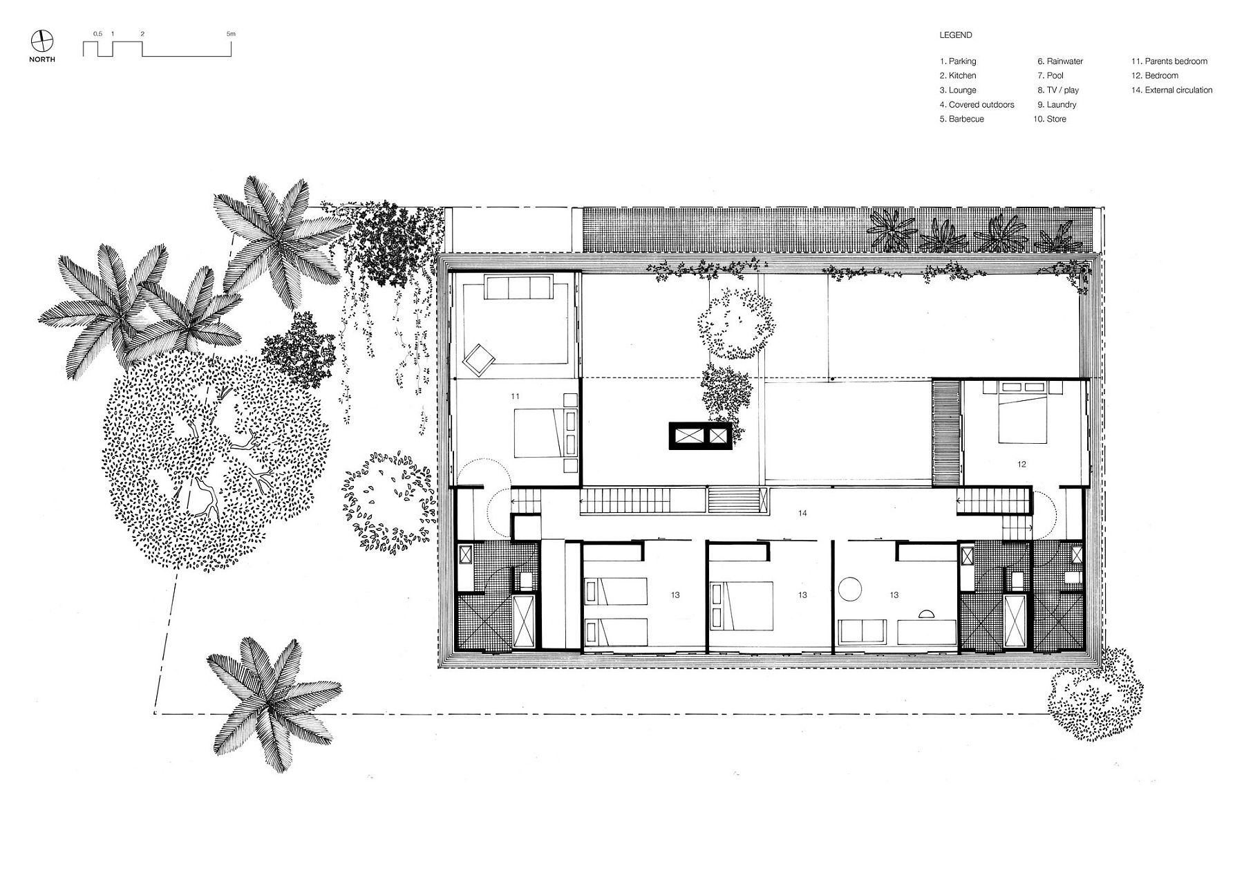 Upper level floor plan of Mitti Street House